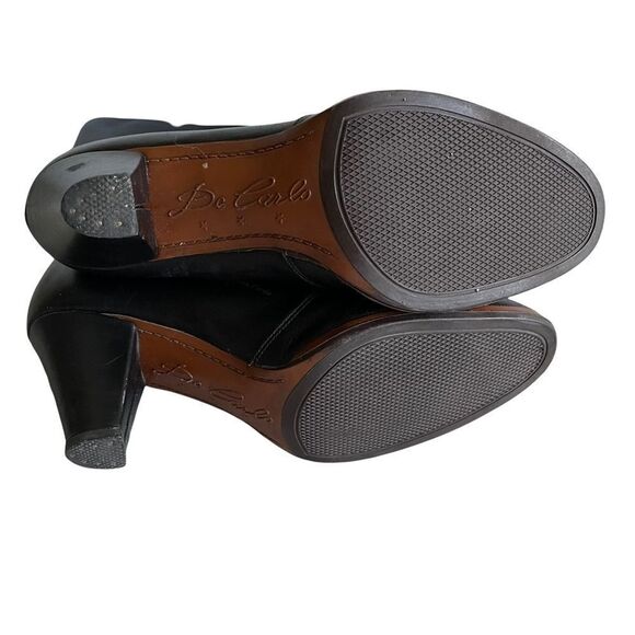 DE CARLO Tall Black Leather Heeled Boots Side Zip Made In Italy 7 - Picture 13 of 13